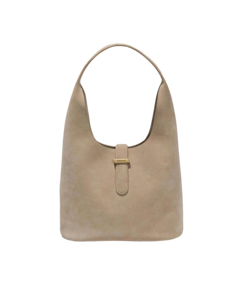 NEW SIMKHAI women's khai buckle suede hobo bag in desert